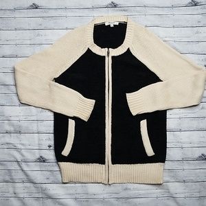 Madewell Knit black and cream zip up cardigan
